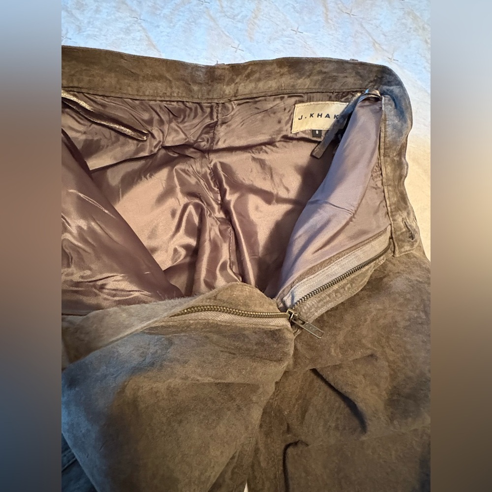 Green Suede Leather Pants High Waisted Soft Lined Womens Sz 8 Elevated Boho - Picture 10 of 12